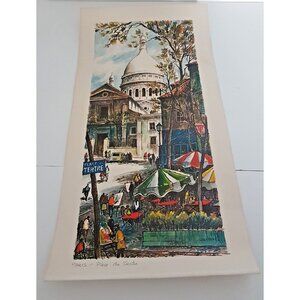 Paris Place du Tertre Unframed Painting Signed Raphael Beautiful